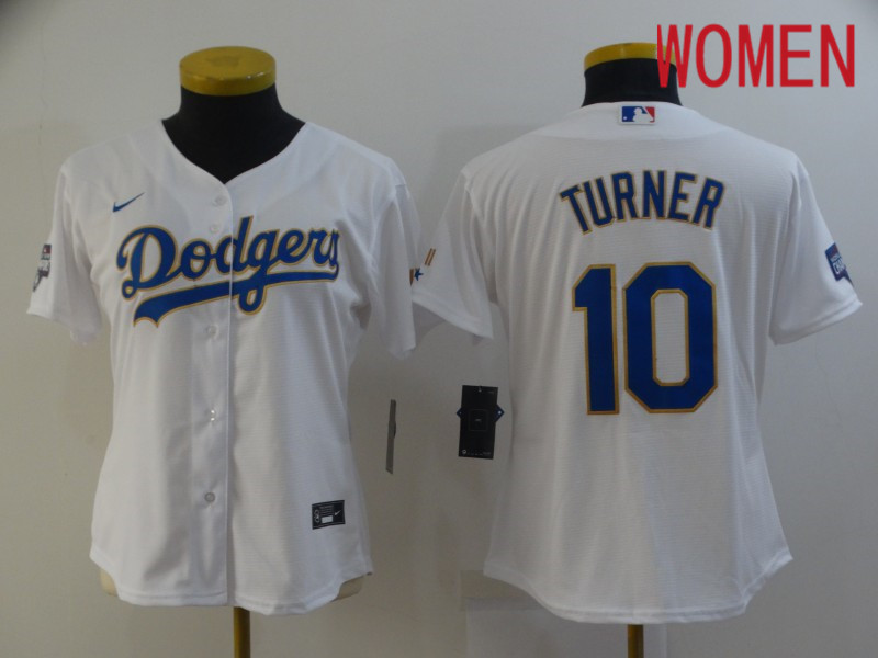 Women Los Angeles Dodgers #10 Turner White Game 2021 Nike MLB Jersey->cincinnati bengals->NFL Jersey